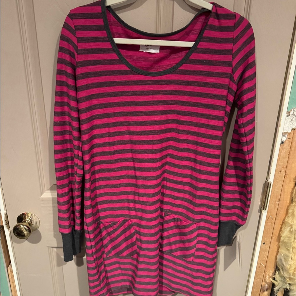 Anthropologie Pink and Black Striped Top